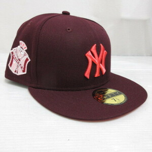 未使用品 ニューエラ NEW ERA 59FIFTY 5950 MLB ニューヨーク ヤンキース ベースボール キャップ 帽子 7 1/2 59.6cm ボルドー サイドパッチ