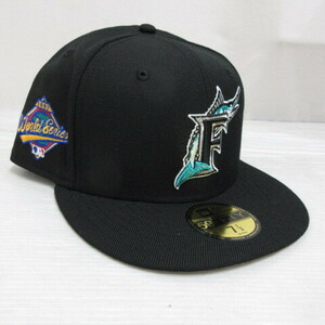 未使用品 ニューエラ NEW ERA 59FIFTY 5950 MLB フロリダ マイアミ マーリンズ ベースボール キャップ 帽子 7 1/2 59.6cm 黒 サイドパッチ