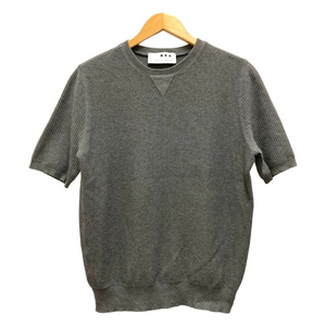 スリードッツ three dots Tシャツ ワッフルT クルーネック コットン 無地 半袖 38 グレー レディース