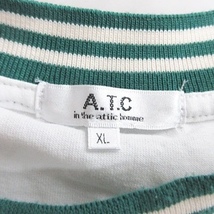 インジアティック In The Attic A.T.C Tシャツ 半袖 丸首 リブ 刺繍 プリント 白 ホワイト 緑 グリーン XL メンズ_画像3