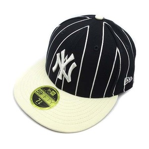 ニューエラ NEW ERA LP 59FIFTY MLB 2-Tone NY ニューヨーク ヤンキース キャップ ストライプ ネイビー アイボリー 7 5/8 60.6cm 美品