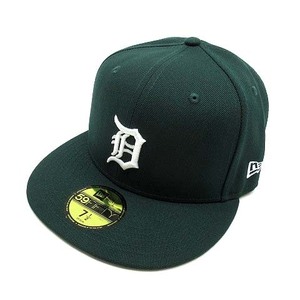 ニューエラ NEW ERA 59FIFTY MLB デトロイト タイガース キャップ 帽子 ダークグリーン 緑 7 1/2 59.6cm 美品 メンズ