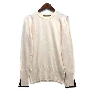 ザラ ZARA レーヨン ニット クルーネック セーター 長袖 アイボリー M 0506/107/712 美品 レディース