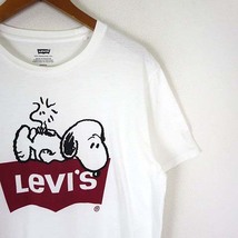 リーバイス Levi's ピーナッツ PEANUTS スヌーピー コラボ Tシャツ ビッグ ロゴ クルーネック コットン 半袖 S 白 ホワイト_画像3