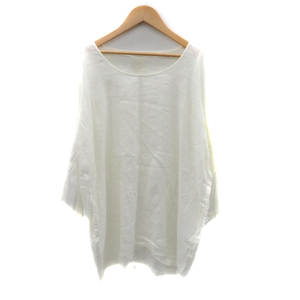  Urban Research door z tunic blouse cut and sewn long sleeve round neck plain flax linenONE eggshell white lady's 