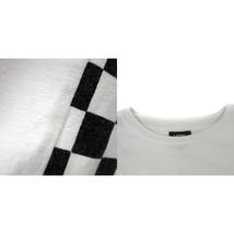 バンズ VANS Tシャツ カットソー 長袖 ラウンドネック ロゴプリント ブロックチェック柄 M 白 ホワイト 黒 ブラック /YS15 メンズ_画像8