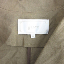 グローブ grove テーラードジャケット ミドル丈 シングルボタン 薄手 麻 リネン混 M カーキ /YM11 レディース_画像6