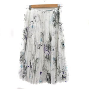  Untitled UNTITLED pleated skirt long height print 2 multicolor white white /YK5 lady's 