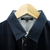 ミッシェルクランオム M.K HOMME シャツ 半袖 ポロカラー 無地 薄手 50 L 紺 ネイビー /YS18 メンズ_画像3