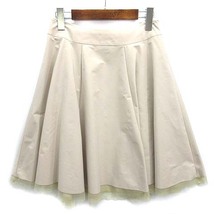 エムズグレイシー M'S GRACY フレア スカート 膝丈 裾チュール ライトベージュ 38 日本製 レディース_画像2