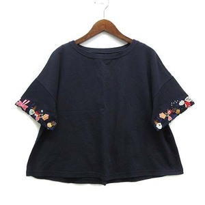 フランシュリッペ franche lippee レース 刺繍 Tシャツ カットソー 半袖 ネイビー 紺 M 1182120 レディース