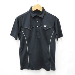  Yonex YONEX Golf shirt short sleeves piping Logo black white black white M men's 