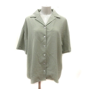 レイカズン Ray cassin オープンカラーシャツ 七分袖 F カーキ /MS レディース