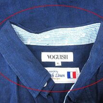 ヴォーギッシュ VOGUISH ステンカラーシャツ ロールアップ 麻 リネン 七分袖 XL 紺 ネイビー /AU メンズ_画像5