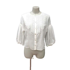 re Stella LESTERA shirt blouse chiffon .... 7 minute sleeve 40 white white /YK lady's 