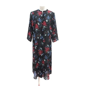  Jeanasis JEANASIS shirt One-piece long chiffon floral print long sleeve F black black /YK lady's 