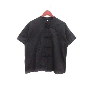 メルロー merlot シャツ ブラウス 半袖 黒 ブラック /YK レディース