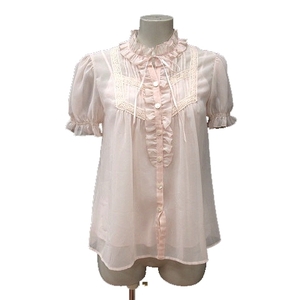  L'Est Rose L'EST ROSE blouse race short sleeves frill inner attaching 2 pink /MN lady's 