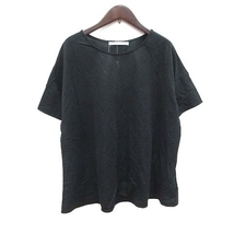 未使用品 ルノンキュール Lugnoncure Tシャツ カットソー 五分袖 ボートネック タック F 黒 ブラック /CT レディース_画像1
