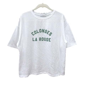 未使用品 ディスコート Discoat Tシャツ カットソー 半袖 クルーネック ロゴプリント F 白 ホワイト /CT レディース