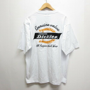 未使用品 ディッキーズ Dickies GENUINE 半袖 Tシャツ L 白 ホワイト ロゴ刺繍 バックプリント 4278-9405 メンズ