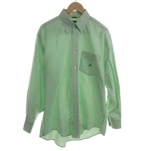 ノーティカ NAUTICA ボタンダウンシャツ カジュアル ロゴ 刺繍 ワンポイント 長袖 L 緑 グリーン /KL メンズ