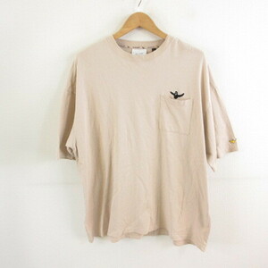 マークゴンザレス MARK GONZALES カットソー Tシャツ 半袖 プリント ベージュ L *T271 メンズ