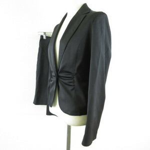 bla-minBRAHMIN setup suit tailored jacket long sleeve skirt Mini black 38 36 *T320 lady's 