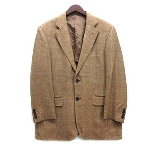  Burberry London BURBERRY LONDON silk cotton window pen tailored jacket 2B check Brown tea AB5 men's 