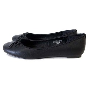 ユニクロ UNIQLO バレエシューズ レザー リボン 23.0cm 黒 ブラック 美品 くつ 靴 シューズ レディース