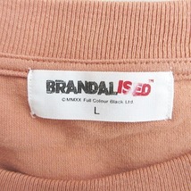 ブランダライズド BRANDALISED バンクシー コラボ Tシャツ 長袖 丸首 プリント イラスト ロゴ 綿 オレンジ L メンズ_画像3