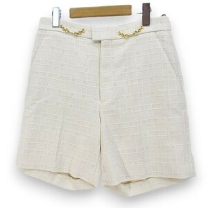  Gucci GUCCI 631499 short pants 42 white series ivory Zip fly cotton cotton wool wool lining pocket Italy made lady's 