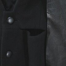 ヨウジヤマモト YOHJI YAMAMOTO レイヤードコート ジャケット S 黒系 ブラック 毛 ウール ボタン レザー 日本製 レディース_画像5