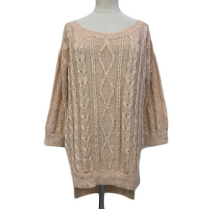  McAfee Tomorrowland tunic sweater knitted pull over boat neck linen slit 7 minute sleeve 1 pink beige 