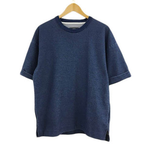 アズールバイマウジー AZUL by moussy カットソー プルオーバー クルーネック デニム リブ 無地 五分袖 M 青 紺 ブルー ネイビー メンズ