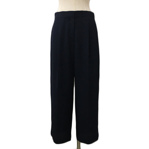  I si- Be iCB pants Wide Long high waist waist rubber tuck center Press plain line 42 navy blue navy lady's 