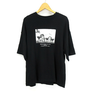 ルーシー LUCY Monotone Madonna Sistina プリント半袖Tシャツ カットソー黒ブラックM メンズ