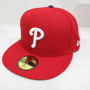 未使用品 ニューエラ NEW ERA 59FIFTY 5950 MLB フィラデルフィア フィリーズ ベースボール キャップ 帽子 7 1/8 56.8cm 赤 レッド 正規品