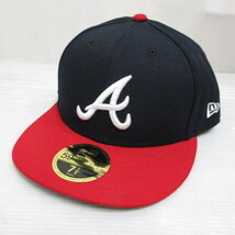 未使用品 ニューエラ NEW ERA 59FIFTY 5950 MLB アトランタ ブレーブス ベースボール キャップ 帽子 7 1/2 59.6cm 黒赤 正規品 メンズ_画像1