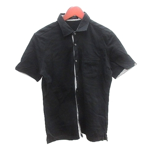  Boycott BOYCOTT turn-down collar shirt cut and sewn short sleeves 4 black black /AU men's 