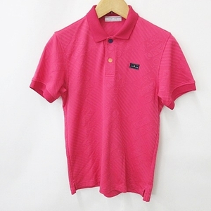 マークアンドロナ MARK LONA ゴルフ ポロシャツ 半袖 ロゴ 総柄 スカル ピンク M メンズ