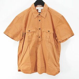 エイチ&エム H&M 半袖 シャツ カットソー M オレンジ系 胸ポケット 綿 コットン 無地 メンズ
