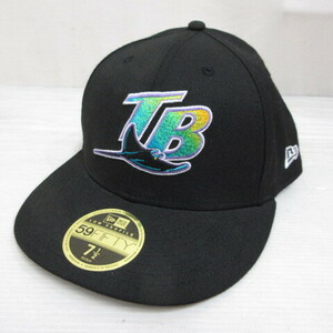 未使用品 ニューエラ NEW ERA 59FIFTY 5950 MLB タンパベイ レイズ ベースボール キャップ 帽子 7 1/2 59.6cm 黒 ブラック 正規品 メンズ