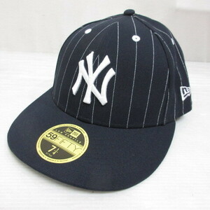 未使用 ニューエラ NEW ERA 59FIFTY 5950 MLB ニューヨーク ヤンキース ベースボール キャップ 帽子 7 1/4 57.7cm ネイビー ピンストライプ