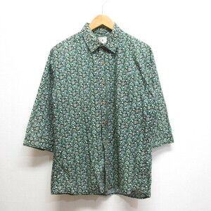  Takeo Kikuchi TAKEO KIKUCHI TK beautiful goods 7 minute sleeve shirt Liberty print 3 black black floral print cotton men's 