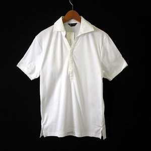 未使用品 ジョセフオム JOSEPH HOMME ポロシャツ スキッパー コットン 半袖 S 46 白 ホワイト タグ付 美品 メンズ