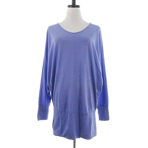  Reflect Reflect cut and sewn long sleeve V neck do Le Mans sleeve tunic height wool thin plain 9 blue blue tops /BT lady's 