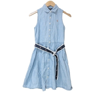  Polo Ralph Lauren Dungaree One-piece knee height no sleeve Kids girl 140 child clothes belt attaching po knee one Point .? IBO53