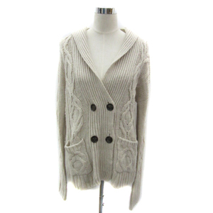  Untitled knitted cardigan middle height shawl color double button cable braided alpaca .2 light beige lady's 