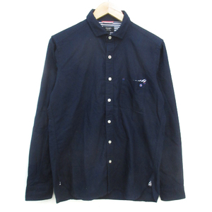  Beams Heart BEAMS HEART casual shirt long sleeve switch border pattern L navy blue navy /FF27 men's 